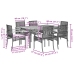 Set de comedor de jardín 7 pzas y cojines ratán sintético negro