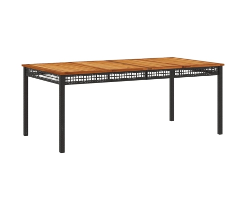 Set de comedor de jardín 9 pzas y cojines ratán sintético negro