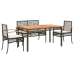 Set de muebles jardín 5 pzas con cojines ratán sintético negro