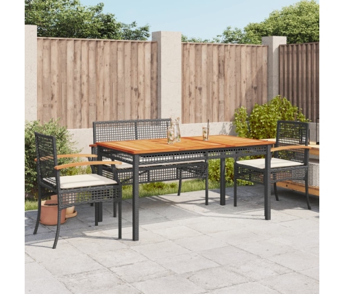 Set de muebles jardín 5 pzas con cojines ratán sintético negro