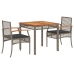 Set comedor de jardín 3 piezas con cojines ratán sintético gris