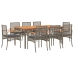 Set comedor jardín 9 pzas y cojines ratán sintético gris