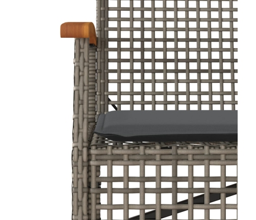 Set comedor de jardín 3 piezas con cojines ratán sintético gris