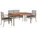 Set comedor de jardín 5 piezas con cojines ratán sintético gris