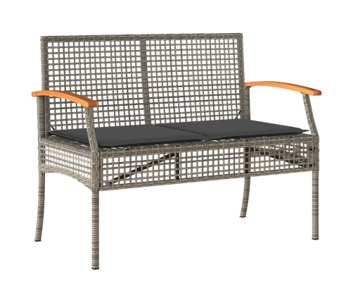 Set comedor de jardín 5 piezas con cojines ratán sintético gris