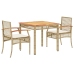 Set comedor de jardín 3 pzas con cojines ratán sintético beige