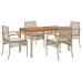 Set comedor de jardín 5 pzas con cojines ratán sintético beige