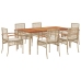 Set comedor de jardín 7 pzas con cojines ratán sintético beige