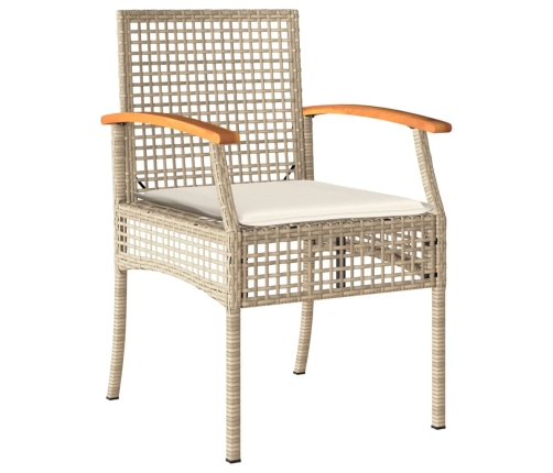 Set comedor de jardín 7 pzas con cojines ratán sintético beige