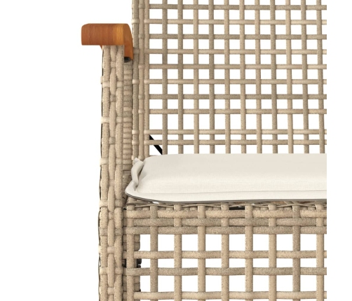 Set comedor de jardín 7 pzas con cojines ratán sintético beige