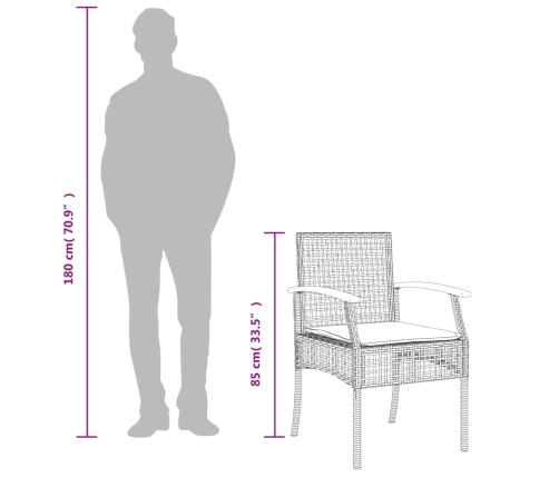 Set comedor de jardín 7 pzas con cojines ratán sintético beige
