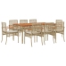 Set comedor de jardín 9 pzas con cojines ratán sintético beige