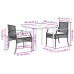Set comedor de jardín 3 pzas con cojines ratán sintético negro