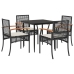 Set de muebles jardín 5 pzas con cojines ratán sintético negro