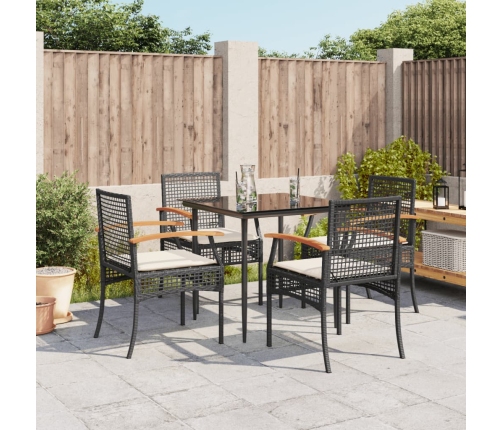 Set de muebles jardín 5 pzas con cojines ratán sintético negro