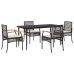 Set de muebles jardín 5 pzas con cojines ratán sintético negro