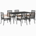 Set de comedor de jardín 7 pzas y cojines ratán sintético negro