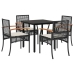 Set de muebles jardín 5 pzas con cojines ratán sintético negro