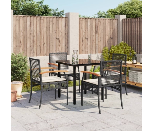 Set de muebles jardín 5 pzas con cojines ratán sintético negro