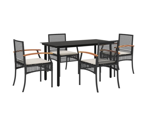 Set de muebles jardín 5 pzas con cojines ratán sintético negro