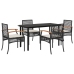 Set de muebles jardín 5 pzas con cojines ratán sintético negro