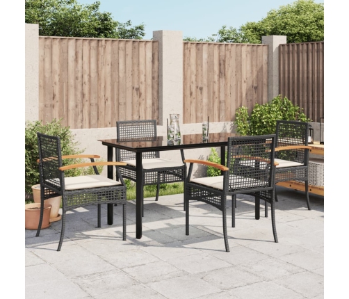 Set de muebles jardín 5 pzas con cojines ratán sintético negro