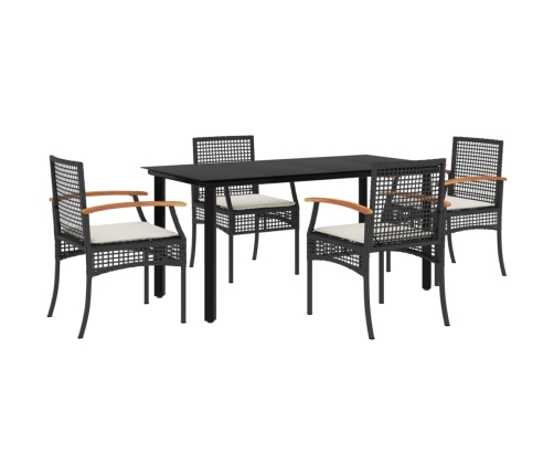 Set de muebles jardín 5 pzas con cojines ratán sintético negro