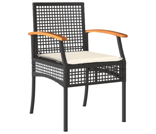 Set de muebles jardín 5 pzas con cojines ratán sintético negro