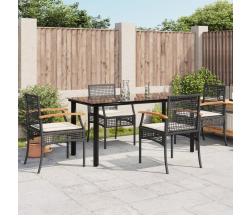 Set de muebles jardín 5 pzas con cojines ratán sintético negro