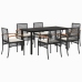 Set de comedor de jardín 7 pzas y cojines ratán sintético negro