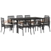 Set de comedor de jardín 9 pzas y cojines ratán sintético negro