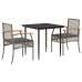 Set comedor de jardín 3 piezas con cojines ratán sintético gris