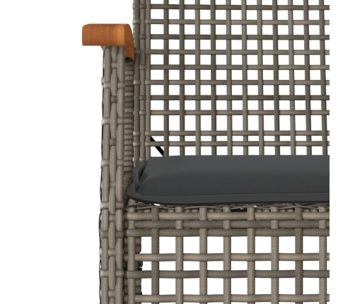 Set comedor de jardín 3 piezas con cojines ratán sintético gris