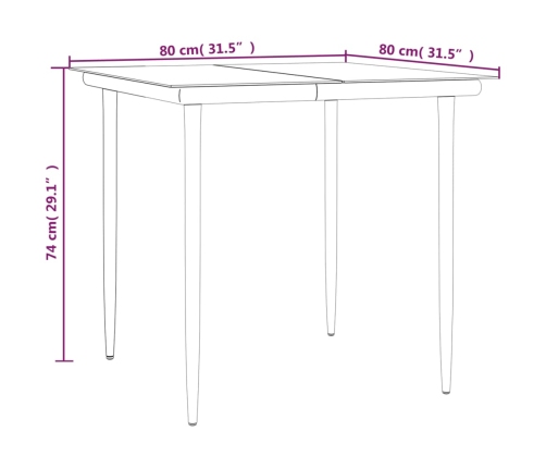 Set comedor de jardín 3 piezas con cojines ratán sintético gris