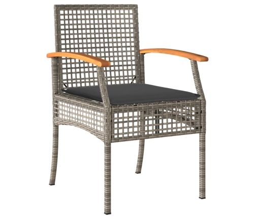 Set comedor de jardín 5 piezas con cojines ratán sintético gris