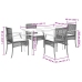 Set comedor de jardín 5 piezas con cojines ratán sintético gris