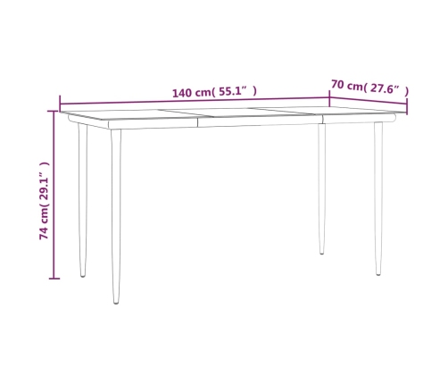 Set comedor de jardín 5 piezas con cojines ratán sintético gris