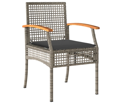 Set comedor de jardín 5 piezas con cojines ratán sintético gris