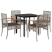 Set comedor de jardín 5 piezas con cojines ratán sintético gris