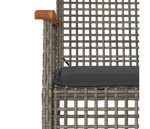 Set comedor de jardín 5 piezas con cojines ratán sintético gris