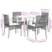 Set comedor de jardín 5 piezas con cojines ratán sintético gris