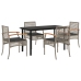 Set comedor de jardín 5 piezas con cojines ratán sintético gris