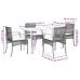 Set comedor de jardín 5 piezas con cojines ratán sintético gris