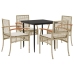 Set comedor de jardín 5 pzas con cojines ratán sintético beige