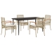 Set comedor de jardín 5 pzas con cojines ratán sintético beige