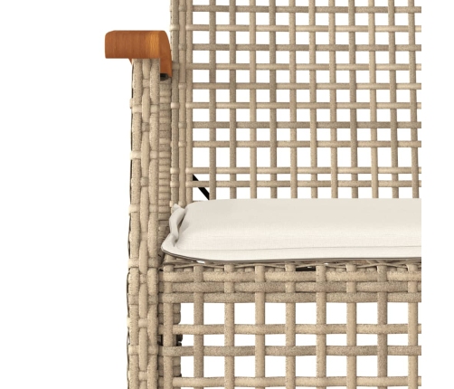 Set comedor de jardín 3 pzas con cojines ratán sintético beige
