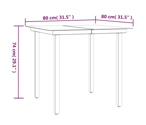 Set comedor de jardín 3 pzas con cojines ratán sintético beige