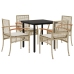 Set comedor de jardín 5 pzas con cojines ratán sintético beige