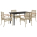 Set comedor de jardín 5 pzas con cojines ratán sintético beige