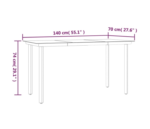Set comedor de jardín 5 pzas con cojines ratán sintético beige
